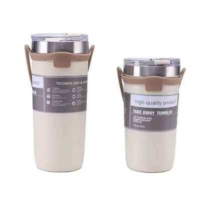 Portable kas fes mug mus ncig mug nrog Silisone Rope