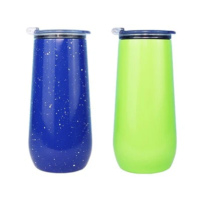 Insulated champagne tumbler nrog flip sab saum toj